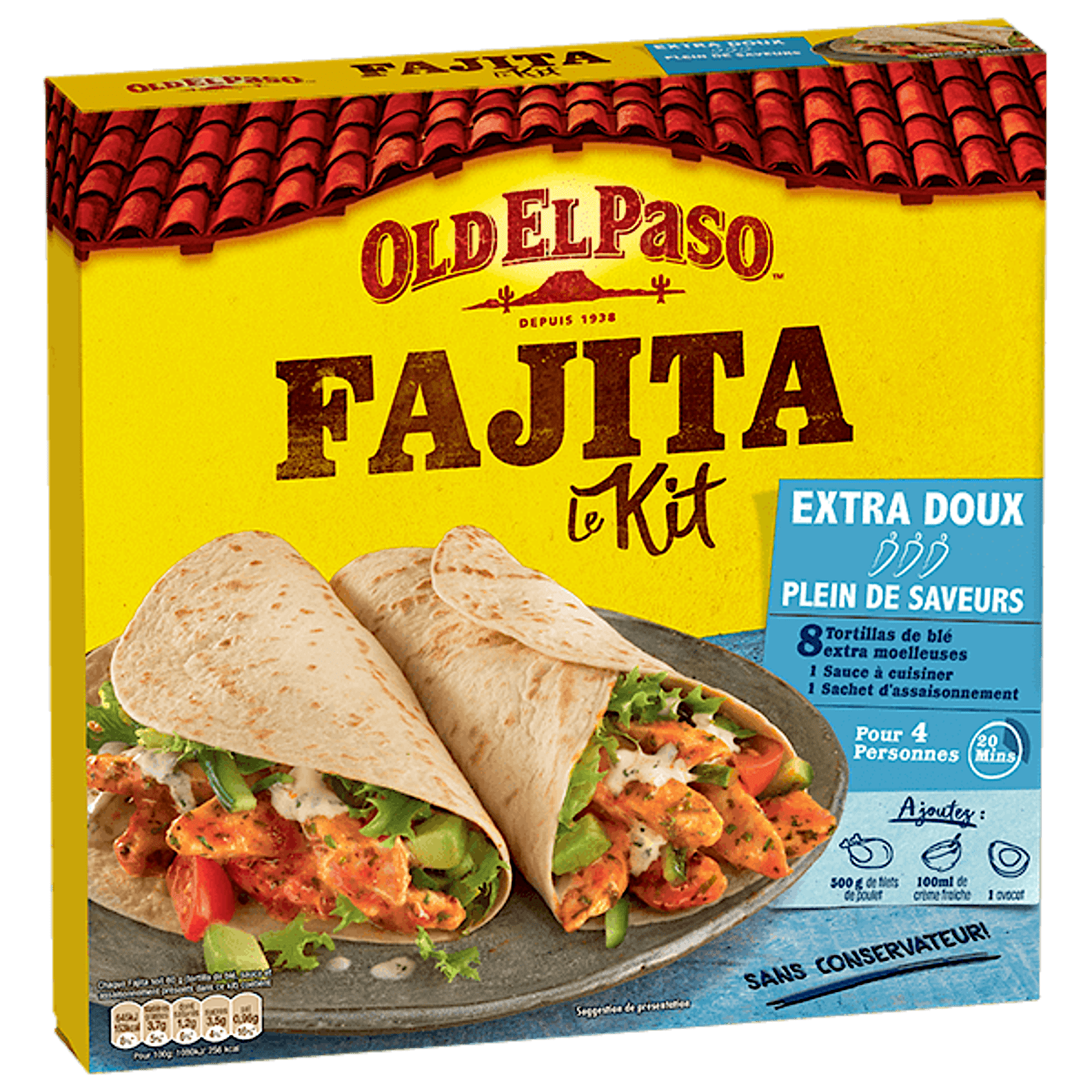 paquet de kit fajitas extra doux Old El Paso 478g